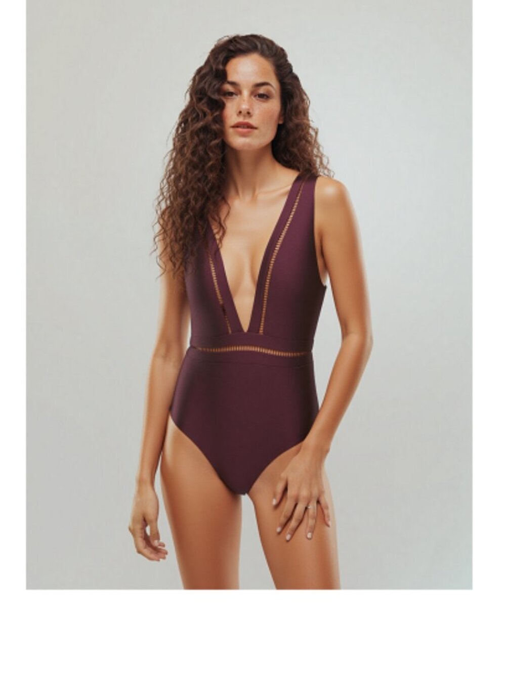 Starza Pointelle Deep V Swimsuit by Ted Baker